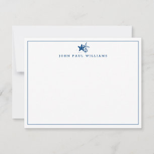 Carte De Correspondance Marine Bleu Starfish Coastère Bordure nautique