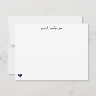 Carte De Correspondance Marine Blue Doodle Heart Stationery personnalisée