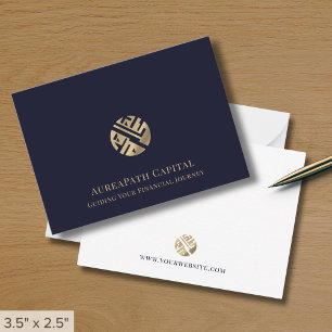 Carte De Correspondance Marine Blue Gold Logo Business