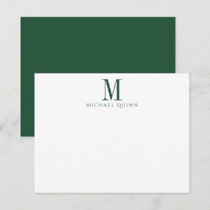 Carte De Correspondance Masculine ProfessionnelI Monogramme Vert