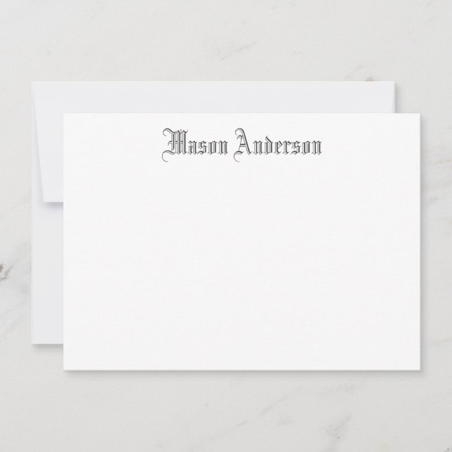 Carte De Correspondance Masculine Vintage Script Monogram Note Card (Devant)