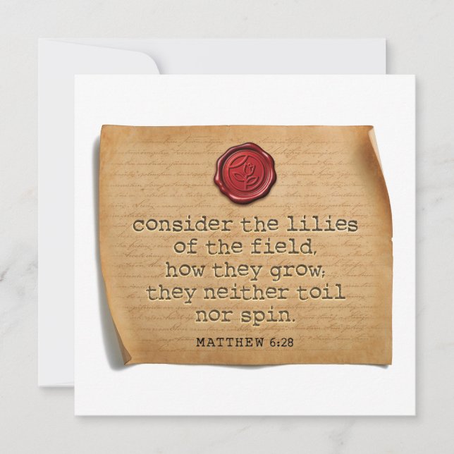 Carte De Correspondance MATTHEW 6:28 - Personalized Notecard (Devant)