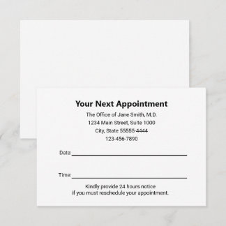 Carte De Correspondance Médecin Votre Rappel de Rendez-Vous Blanc