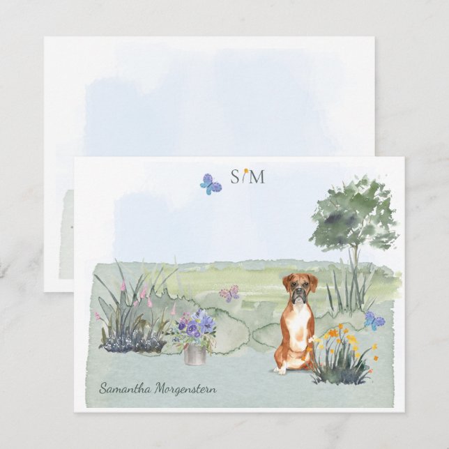 Carte De Correspondance Mélange boîte de chien papillon de chien Monogramm (Devant / Derrière)