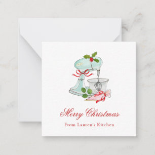 Carte De Correspondance Mélangeur à gâteau vintage aquarelle Noël 