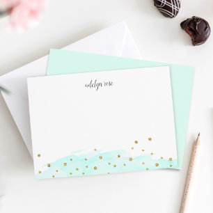 Carte De Correspondance Menthe   Confetti Pop Papier à lettres personnalis