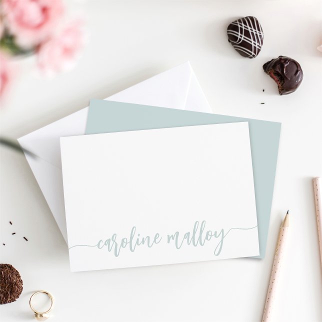 Carte De Correspondance Mer | Nom Scripté Moderne Personnalisé (Créateur téléchargé)