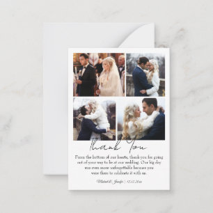 Carte De Correspondance merci 4 photos collage minimaliste mariage