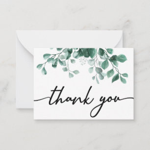 Carte De Correspondance merci avec Watercolor Eucalyptus Green