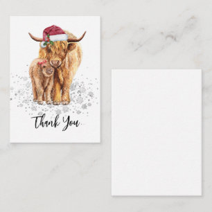 Carte De Correspondance Merci Baby shower Highland Vache Noël
