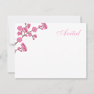 Carte De Correspondance Merci Bat mitzvah Avital Rose Blossoms