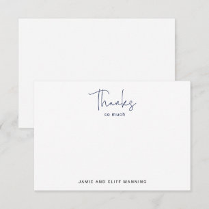 Carte De Correspondance Merci beaucoup écriture manuscrite Navy Blue