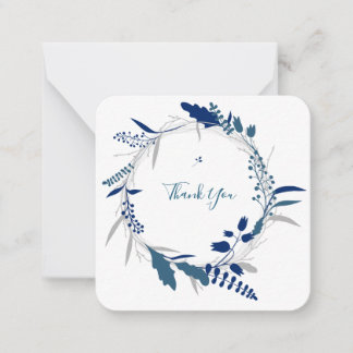 Carte De Correspondance Merci Blue Floral Moderne Flat Note Card
