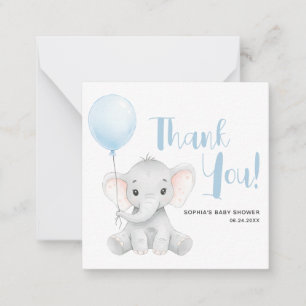 Carte De Correspondance Merci budgétaire Baby shower bleu doux éléphant