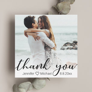 Carte De Correspondance merci calligraphie chic photo de mariage budget