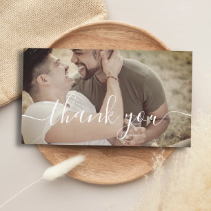 Carte De Correspondance merci calligraphie mariage gay photo note card