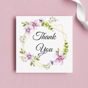 Carte De Correspondance merci, couronne de fleurs rose blush