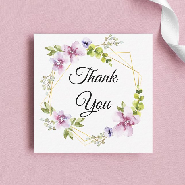 Carte De Correspondance merci, couronne de fleurs rose blush (Créateur téléchargé)