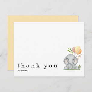 Carte De Correspondance Merci Cute Éléphant Jaune Genre Neutre