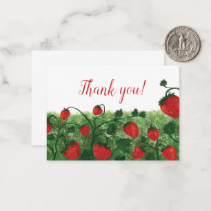 Carte De Correspondance Merci d'aquarelle fraise