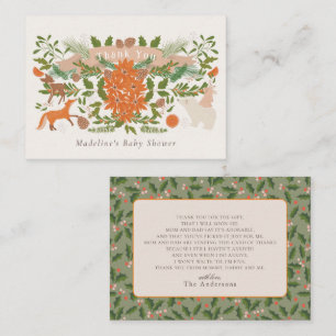 Carte De Correspondance Merci de Baby shower de crème de feuillage d'hiver