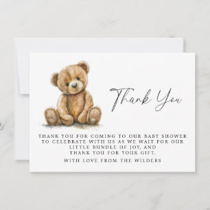 Carte De Correspondance Merci de Baby shower d'ours en peluche