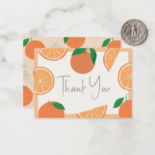 Carte De Correspondance Merci de Baby shower orange moderne Little Cutie