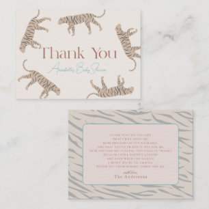 Carte De Correspondance Merci de Baby shower Tiger Taupe