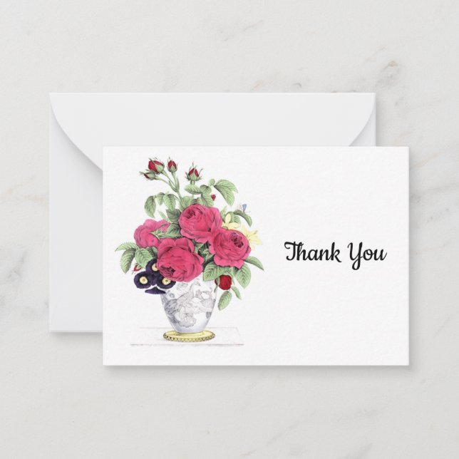 Carte De Correspondance Merci de bouquet de fleurs rouges (Devant)