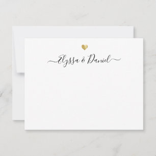 Carte De Correspondance Merci de coeur doré moderne Script Nom personnalis