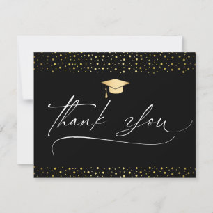 Carte De Correspondance Merci de graduation noir et or