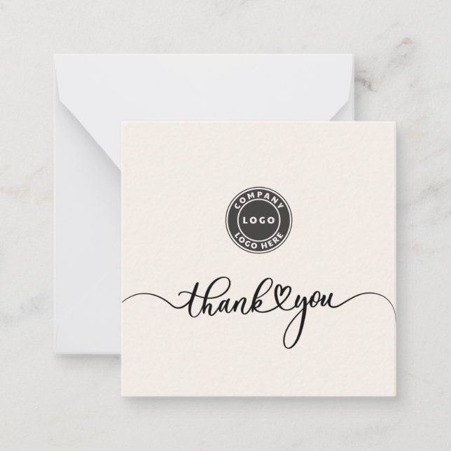 Carte De Correspondance Merci de logo commercial à script curieux simple (Devant)