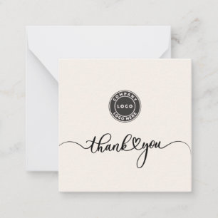 Carte De Correspondance Merci de logo commercial à script curieux simple