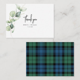 Carte De Correspondance Merci de Mariage aquarelle Eucalyptus Plaid
