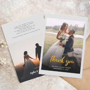 Carte De Correspondance Merci de Mariage photo à main budget