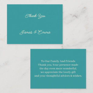 Carte De Correspondance Merci de Mariage Turquoise simple