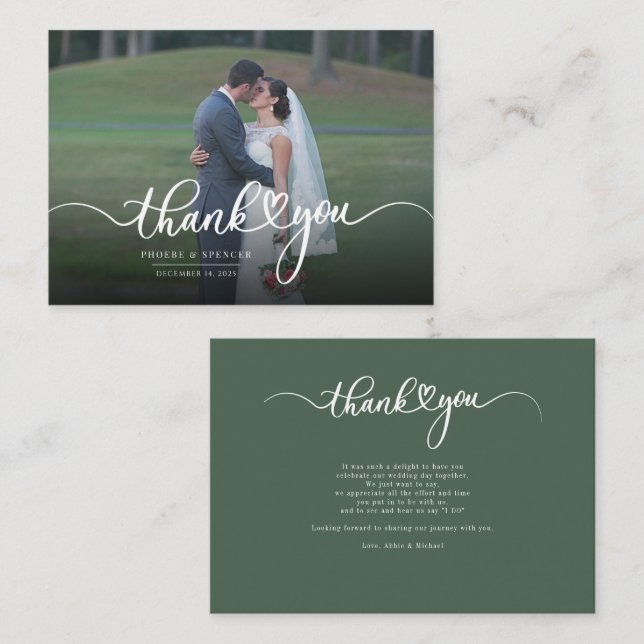 Carte De Correspondance Merci de script photo du Mariage budgétaire (Devant / Derrière)