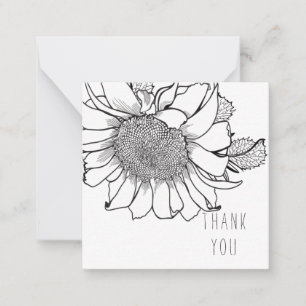 Carte De Correspondance Merci de tournesol monochrome gras