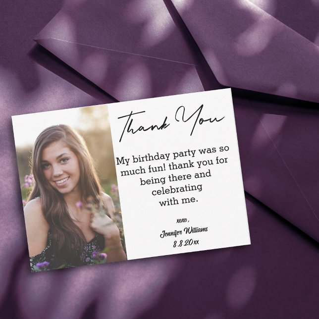 Carte De Correspondance merci doux 16 anniversaire simple photo (Créateur téléchargé)