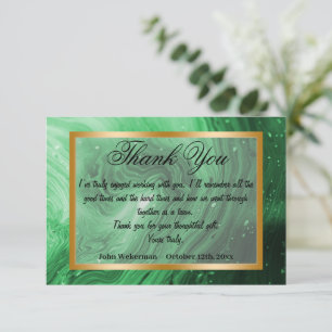 Carte De Correspondance Merci et marbre vert, cadre or