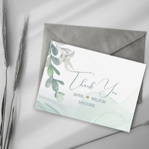 Carte De Correspondance Merci Eucalyptus feuilles
