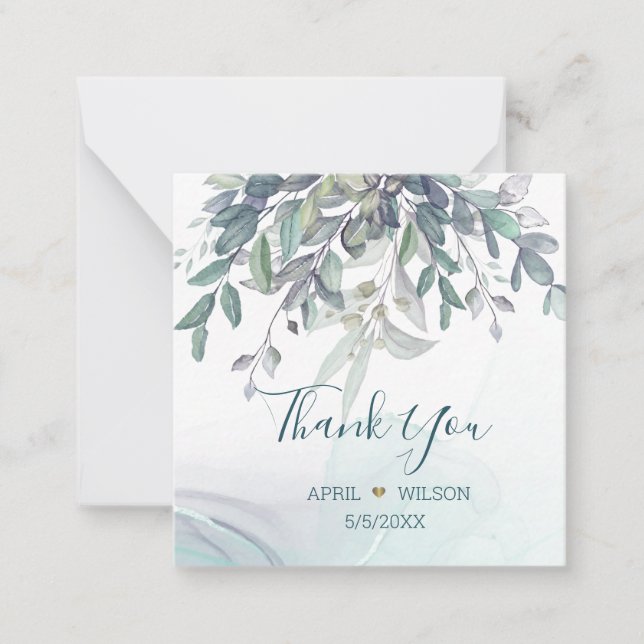 Carte De Correspondance Merci Eucalyptus feuilles (Devant)
