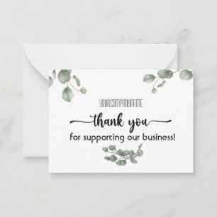 Carte De Correspondance Merci Eucalyptus Pour Soutenir Notre Entreprise
