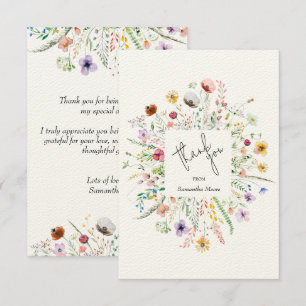Carte De Correspondance Merci fleur sauvage Baby shower