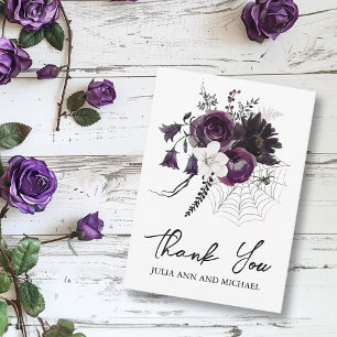 Carte De Correspondance Merci Fleurs de mariage Halloween prune pourpre