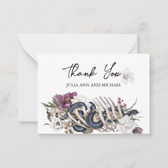Carte De Correspondance Merci  Fleurs de serpent épouvantables pour mariag (Devant)