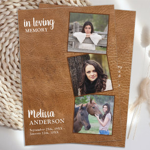 Carte De Correspondance Merci funéraire 3 Photo Mémorial Vintage Cuir