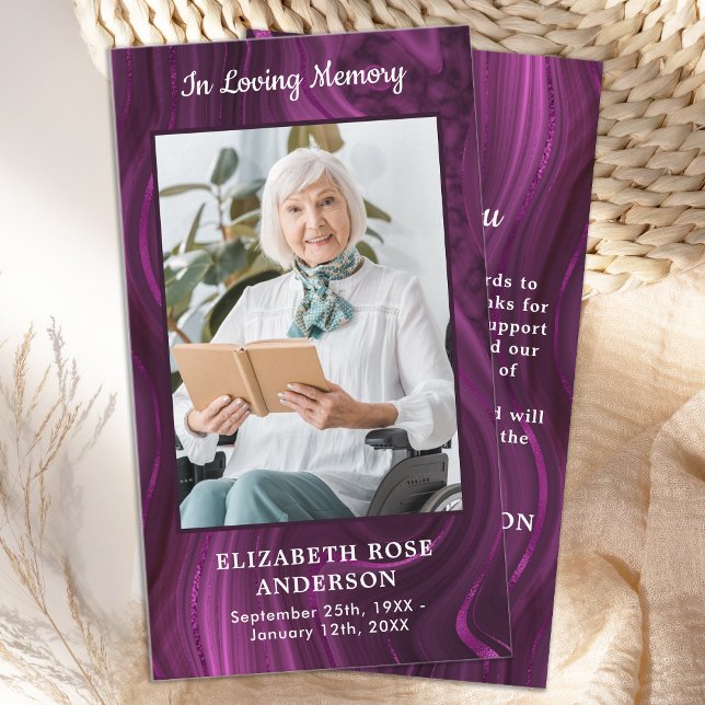 Carte De Correspondance Merci funéraire en marbre violet moderne (Créateur téléchargé)