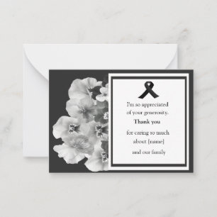 Carte De Correspondance Merci funéraire noir et blanc