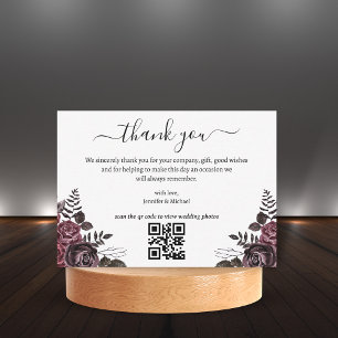 Carte De Correspondance merci gothique fleuri mariage code qr